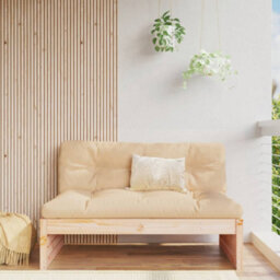 Walplus Outdoor Garden Middle Sofa For Patio Balcony Poolside Furniture 120X80 Cm Solid Wood Pine - Cushion Not Included - thumbnail 1