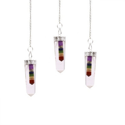 Crystal 7 Chakra Bounded Thin Point Flat Pendant Multicolor - image 1