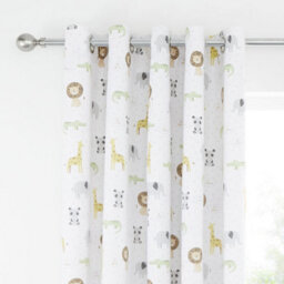 Catherine Lansfield Roarsome Animals 66X72 Inch Black Out Eyelet Curtains Two Panels Natural - thumbnail 2