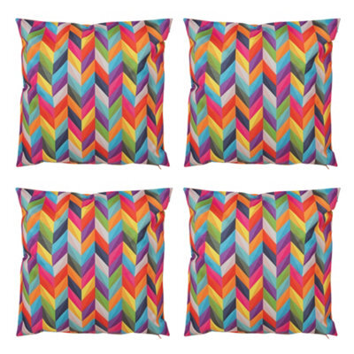 icon Indoor And Outdoor Waterproof Filled Cushion Set Of 4 Rainbow Chevron - image 1