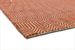 Modern Rug, Handmade Wool Rug For Living Room, Easy To Clean Cotton Geometric Rug, 4mm Thick Orange Rug-100Cm X 150Cm - thumbnail 2