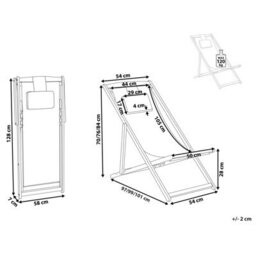 Beliani Folding Deck Chair Avellino Acacia Wood Off-White - thumbnail 3