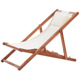 Beliani Folding Deck Chair Avellino Acacia Wood Off-White - thumbnail 5