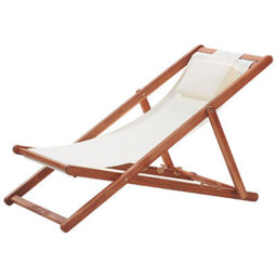 Beliani Folding Deck Chair Avellino Acacia Wood Off-White - thumbnail 6