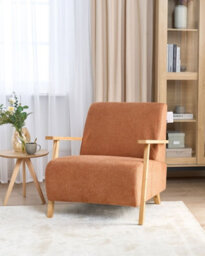 Beliani Retro Armchair Lesja Fabric Orange - thumbnail 2
