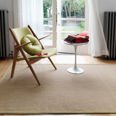 Natural Plain Easy To Clean Bordered Rug For Dining Room Bedroom And Living Room-160Cm X 230Cm - image 1