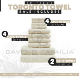 Gaveno Cavailia 10 Piece Toronto Towel Bale Set Cream Premier Super Soft And Quick Obsorbent Bath Towel - thumbnail 2