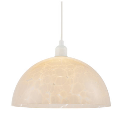Happy Homewares Modern Opal White Snowflake 30Cm Domed Glass Pendant Ceiling Shade - image 1