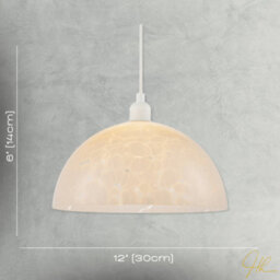 Happy Homewares Modern Opal White Snowflake 30Cm Domed Glass Pendant Ceiling Shade - thumbnail 7