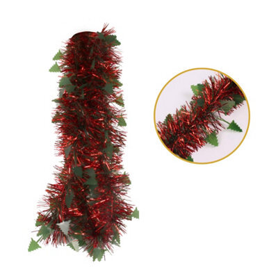 Pack Of 6 2M Christmas Die Cut Xmas Tree Tinsel - Red - image 1