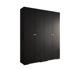 Arte Sleek Inova Ii Hinged Door Wardrobe H2370mm W2000mm D470mm - Modern Black Finish With Gold Round Metal Handles - thumbnail 1