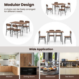 Costway 5 Piece Dining Table Set Rectangular Table & 4 Chairs Kitchen Wooden Furniture - thumbnail 9