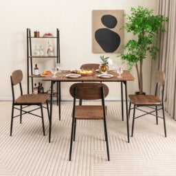 Costway 5 Piece Dining Table Set Rectangular Table & 4 Chairs Kitchen Wooden Furniture - thumbnail 4