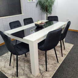 Kosy Koala Modern White And Black Dining Table Set With 6 Black Velvet Chairs Dining Room Furniture - thumbnail 7