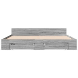 Berkfield Bed Frame With Drawers Without Mattress Grey Sonoma 180X200 Cm Super King - thumbnail 4