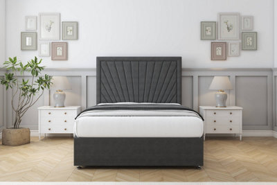 "Comfort Kensington Graphite Dumfries Divan Bed Set No Drawers - 26"" Strutted 2'6 Small Single" - image 1