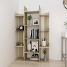 Vidaxl Book Cabinet Sonoma Oak 86X25.5X140 Cm Engineered Wood Book Cabinets - thumbnail 3