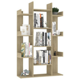 Vidaxl Book Cabinet Sonoma Oak 86X25.5X140 Cm Engineered Wood Book Cabinets - thumbnail 4