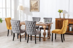 HomeTouch Set Of 2 Lux Wing Back Velvet Kitchen Dining Chairs Bedroom Chairs Grey - thumbnail 5