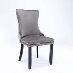 HomeTouch Set Of 2 Lux Wing Back Velvet Kitchen Dining Chairs Bedroom Chairs Grey - thumbnail 7