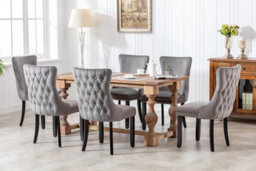 HomeTouch Set Of 2 Lux Wing Back Velvet Kitchen Dining Chairs Bedroom Chairs Grey - thumbnail 4