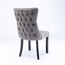 HomeTouch Set Of 2 Lux Wing Back Velvet Kitchen Dining Chairs Bedroom Chairs Grey - thumbnail 8