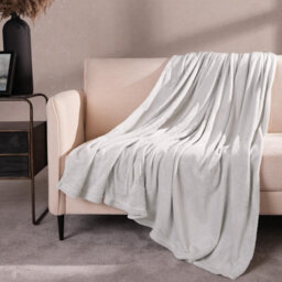 Ohs Ultra Soft Flannel Fleece Throw Blanket, Silver - 200 X 240Cm