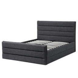 Beliani Bed Fabric Valbonne 160 X 200 Cm (Eu King Size) Dark Grey - thumbnail 7