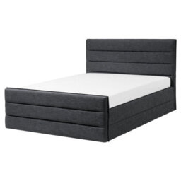 Beliani Bed Fabric Valbonne 160 X 200 Cm (Eu King Size) Dark Grey - thumbnail 1