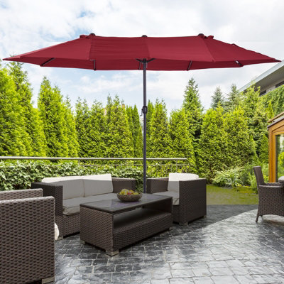 Outsunny 4.6M Garden Patio Umbrella Canopy Parasol Sun Shade W/o Base Wine Red
