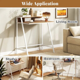Computer Desk With Monitor Stand 80 Cm Small Desk Compact Desk Natural - thumbnail 5