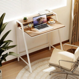Computer Desk With Monitor Stand 80 Cm Small Desk Compact Desk Natural - thumbnail 4