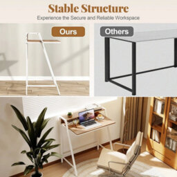 Computer Desk With Monitor Stand 80 Cm Small Desk Compact Desk Natural - thumbnail 6