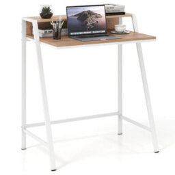 Computer Desk With Monitor Stand 80 Cm Small Desk Compact Desk Natural - thumbnail 1