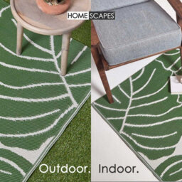 Homescapes Luxury Outdoor Rug Waterproof Reversible For Garden, 120 X 180 Cm, Green & White, Recycled, Ada Botanical - thumbnail 5