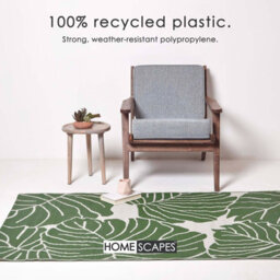Homescapes Luxury Outdoor Rug Waterproof Reversible For Garden, 120 X 180 Cm, Green & White, Recycled, Ada Botanical - thumbnail 3