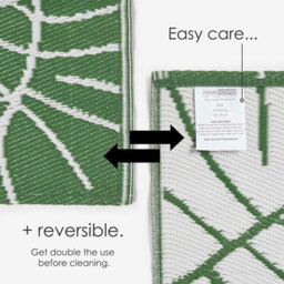 Homescapes Luxury Outdoor Rug Waterproof Reversible For Garden, 120 X 180 Cm, Green & White, Recycled, Ada Botanical - thumbnail 6