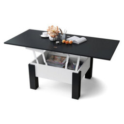 Heze Furniture Ozma 2 In 1 Extending Coffee / Dining Table 90-180Cm - Black / White - thumbnail 8