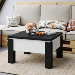 Heze Furniture Ozma 2 In 1 Extending Coffee / Dining Table 90-180Cm - Black / White - thumbnail 1