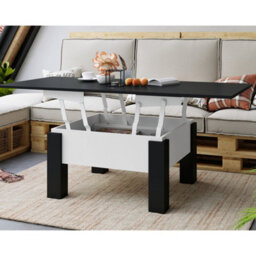 Heze Furniture Ozma 2 In 1 Extending Coffee / Dining Table 90-180Cm - Black / White - thumbnail 3