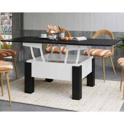 Heze Furniture Ozma 2 In 1 Extending Coffee / Dining Table 90-180Cm - Black / White - thumbnail 2