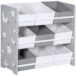 Fix-A-Floor Zonekiz Storage Unit W/ 9 Removable Storage Baskets For Nursery Playroom - Grey - thumbnail 2