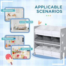 Fix-A-Floor Zonekiz Storage Unit W/ 9 Removable Storage Baskets For Nursery Playroom - Grey - thumbnail 7