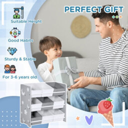 Fix-A-Floor Zonekiz Storage Unit W/ 9 Removable Storage Baskets For Nursery Playroom - Grey - thumbnail 6