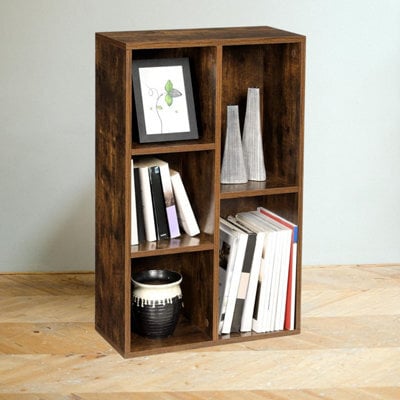 Songmics Bookcase, Wooden Bookshelf With 5 Compartments, Floor Standing Storage Unit For Files, Decor, Rustic Brown - image 1