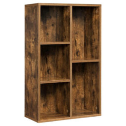 Songmics Bookcase, Wooden Bookshelf With 5 Compartments, Floor Standing Storage Unit For Files, Decor, Rustic Brown - thumbnail 6