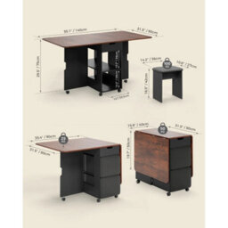 Rustic Brownmondeer Folding Drop Leaf Dining Set Dining Table - thumbnail 2
