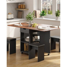 Rustic Brownmondeer Folding Drop Leaf Dining Set Dining Table - thumbnail 3