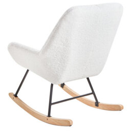 Wyld And Coco Off-White Boucle Rocking Armchair - Teddy-Soft Upholstery, Metal Frame, Rubberwood Legs - thumbnail 5