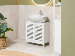Beliani Vanity Unit Missoula Bamboo 60 Cm White - thumbnail 2